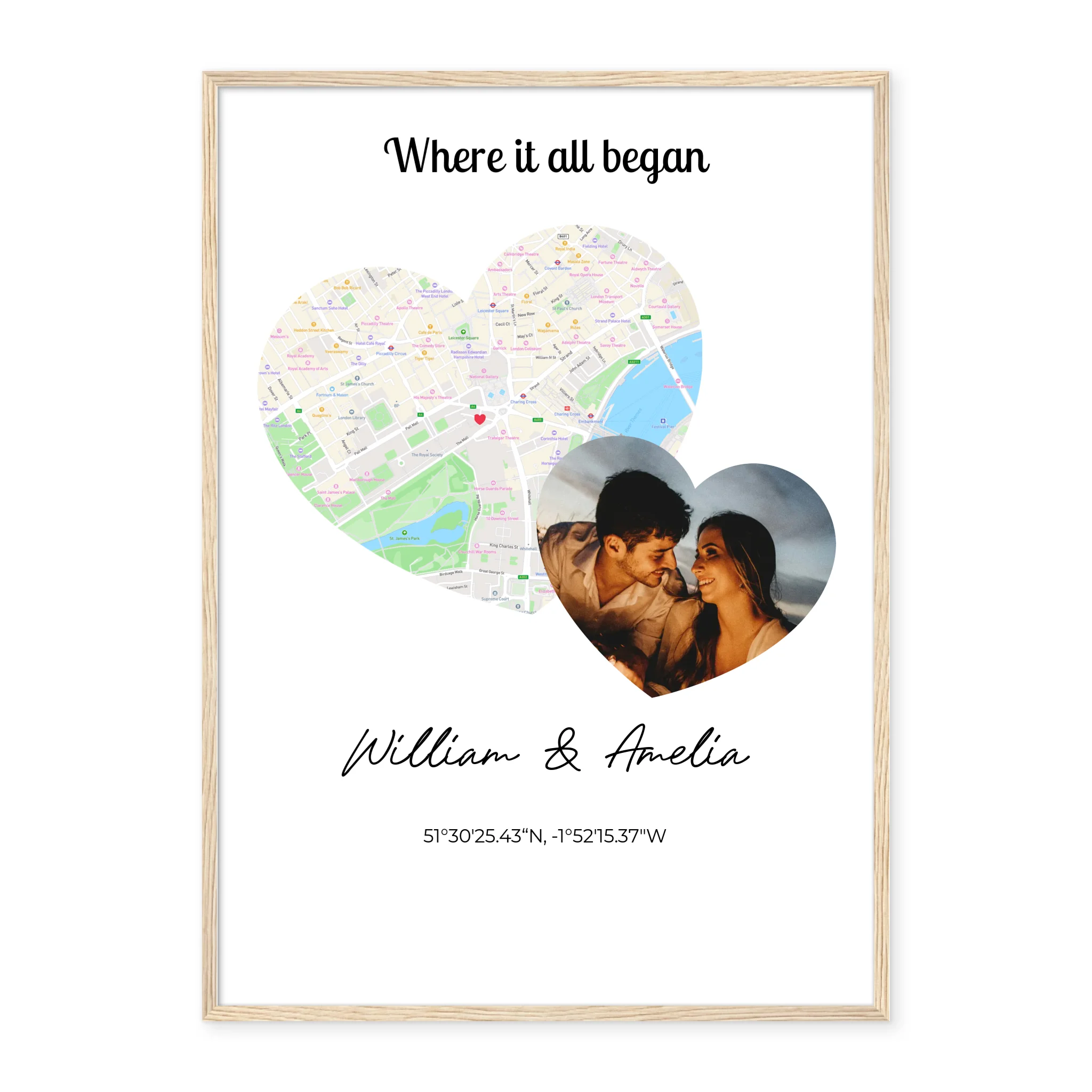 Where It All Began - 2 hearts map and photo