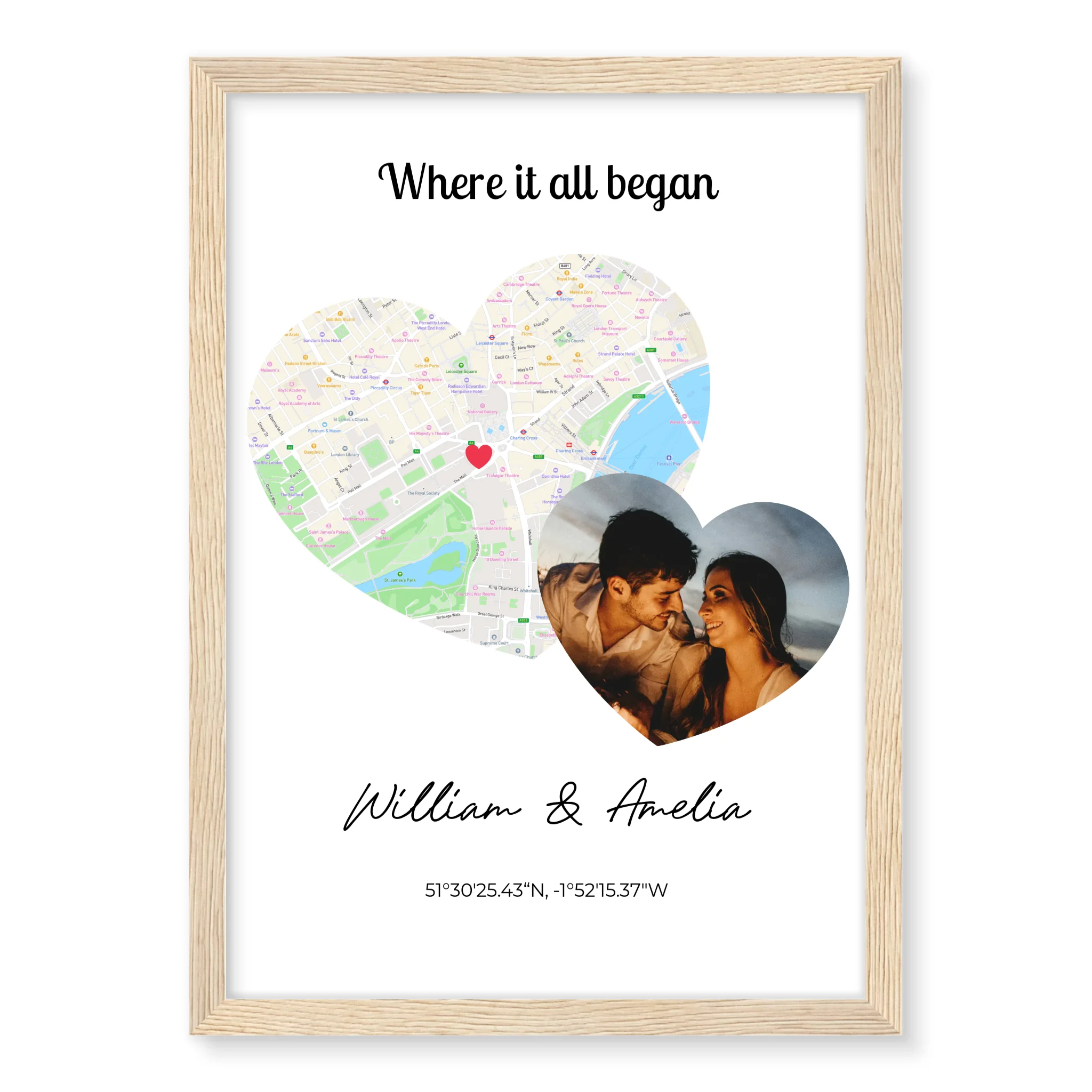 Where It All Began - 2 hearts map and photo
