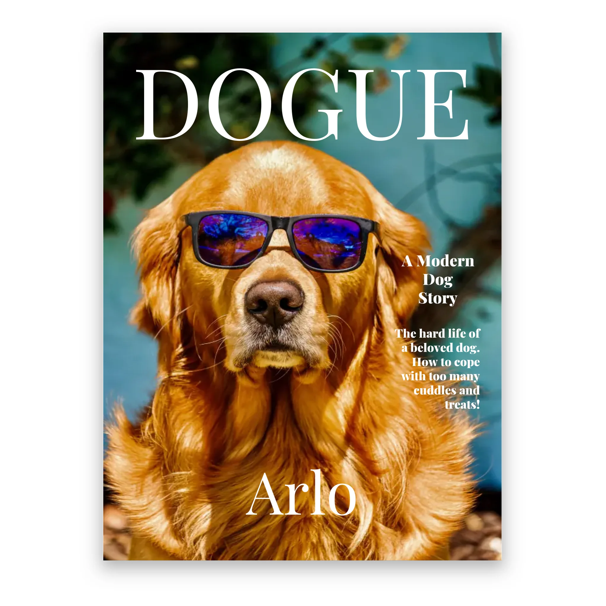 Dogue custom dog fashion portrait personalised poster – personalised design example with your dog's photo