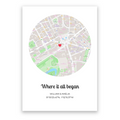 Where It All Began personalised map poster – custom location print wall art